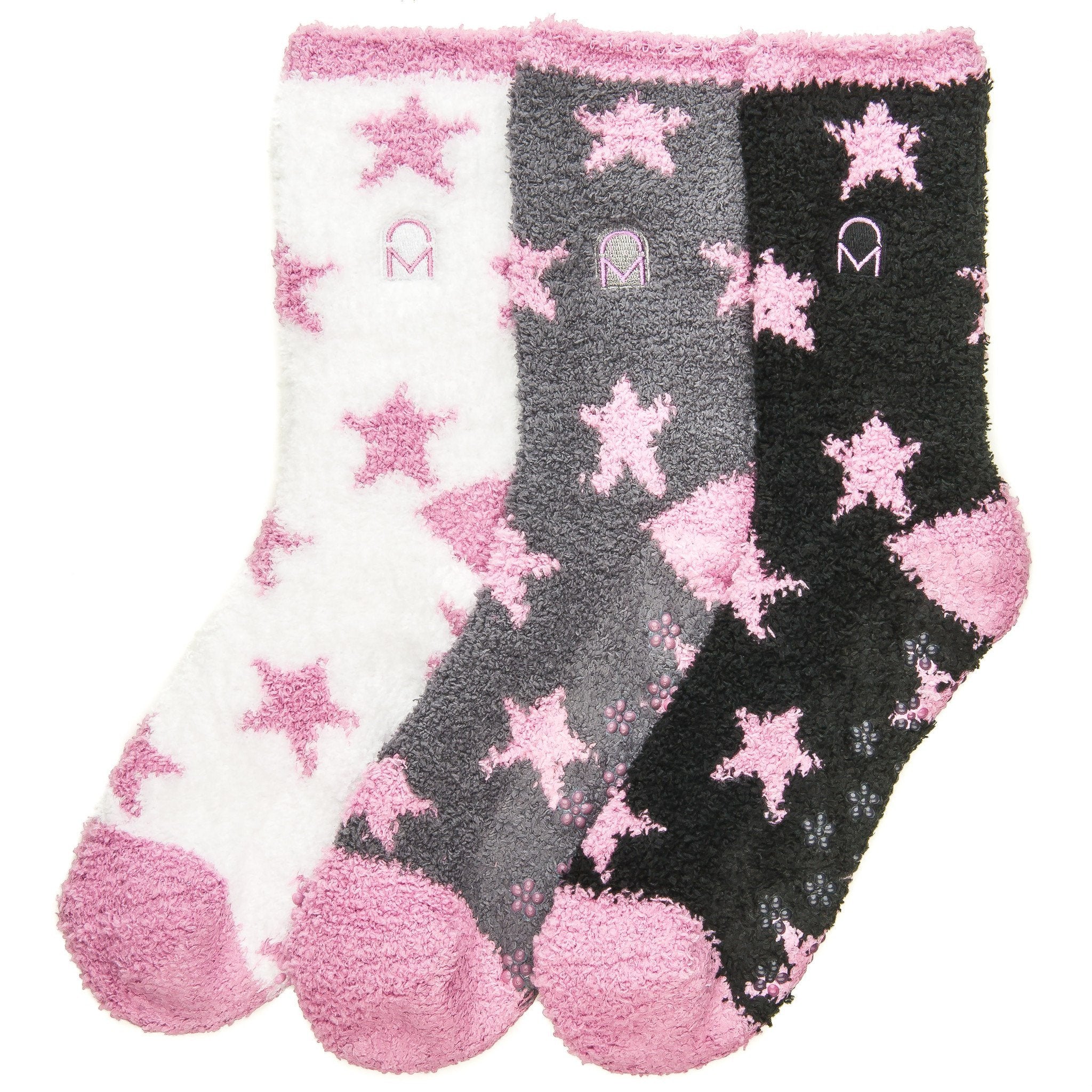 Women's (3 Pairs) Soft Anti-Skid Fuzzy Winter Crew Socks - Set B6