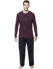 Men's 100% Cotton Flannel Lounge Set - Aztec Black/Fig