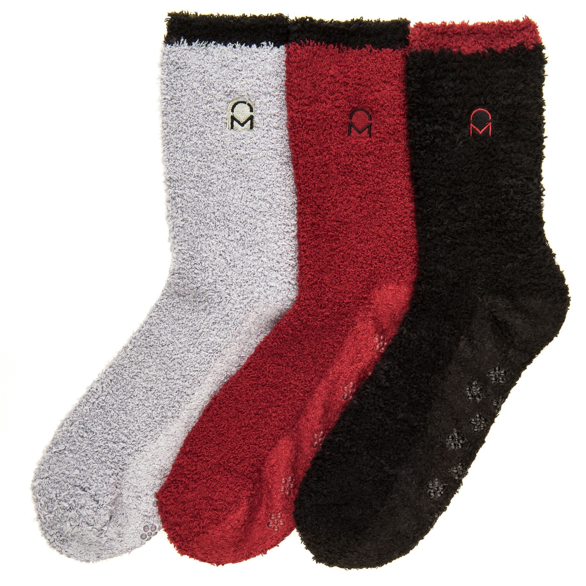 Women's (3 Pairs) Soft Anti-Skid Fuzzy Winter Crew Socks - Set B1