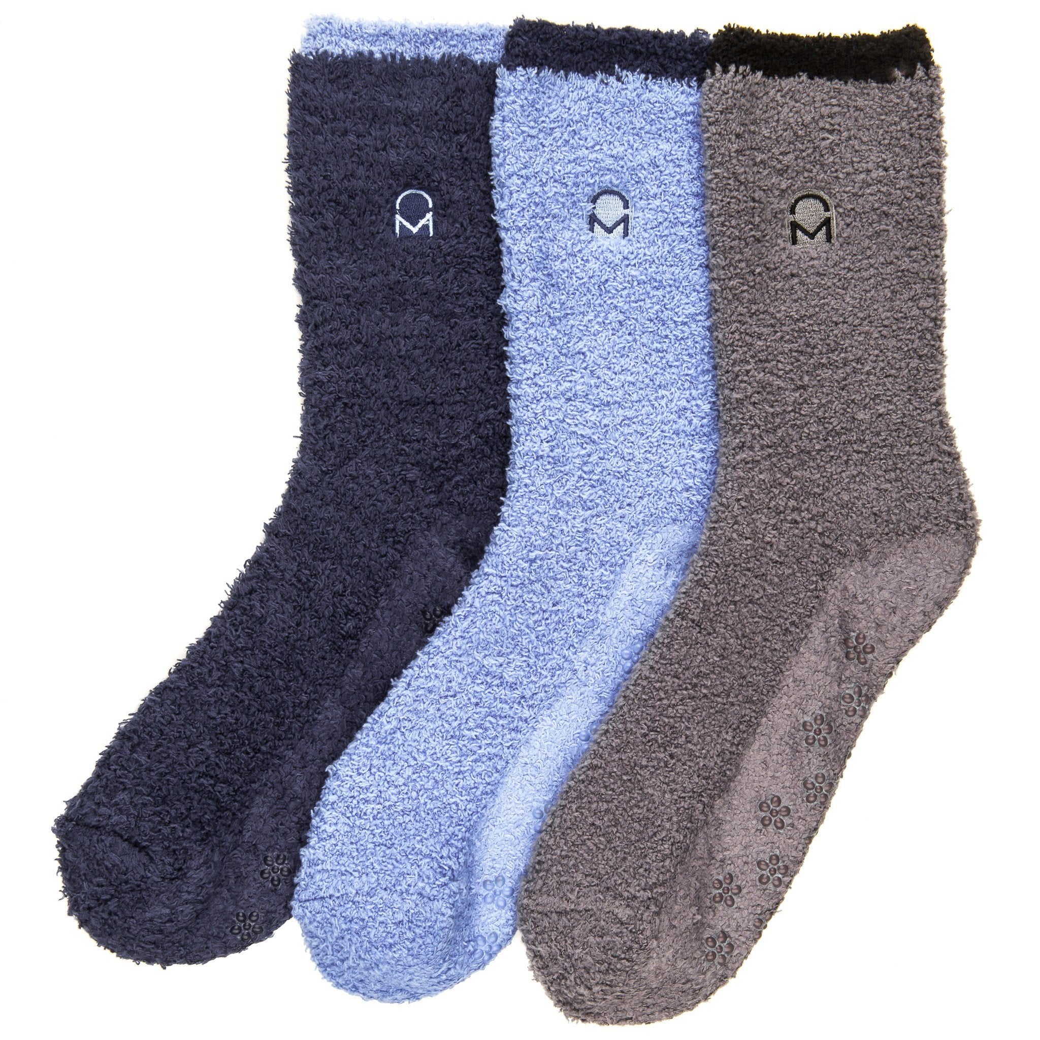 Women's (3 Pairs) Soft Anti-Skid Fuzzy Winter Crew Socks - Set B2