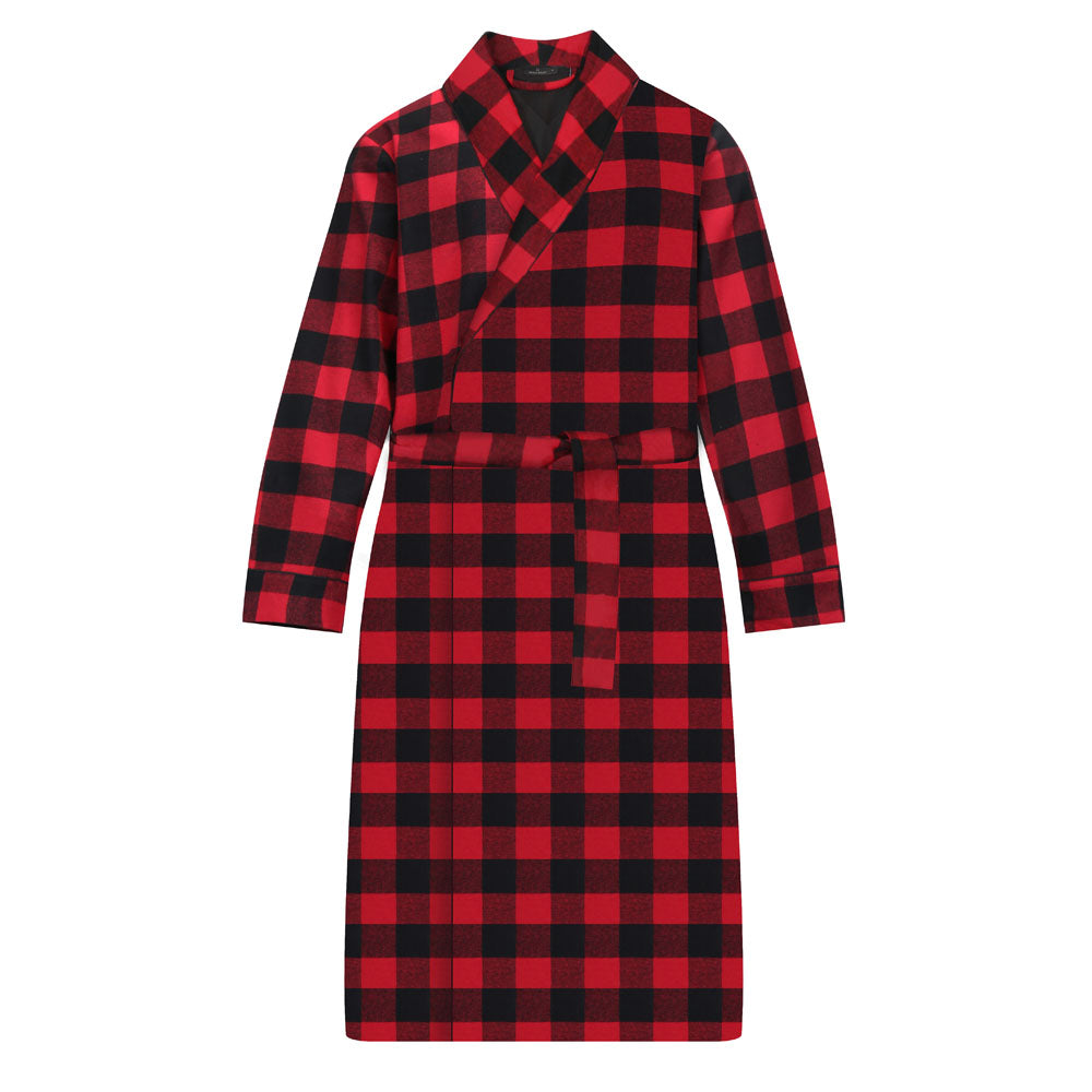 Men's Premium Flannel Robe - Buffalo Plaid Red-Black