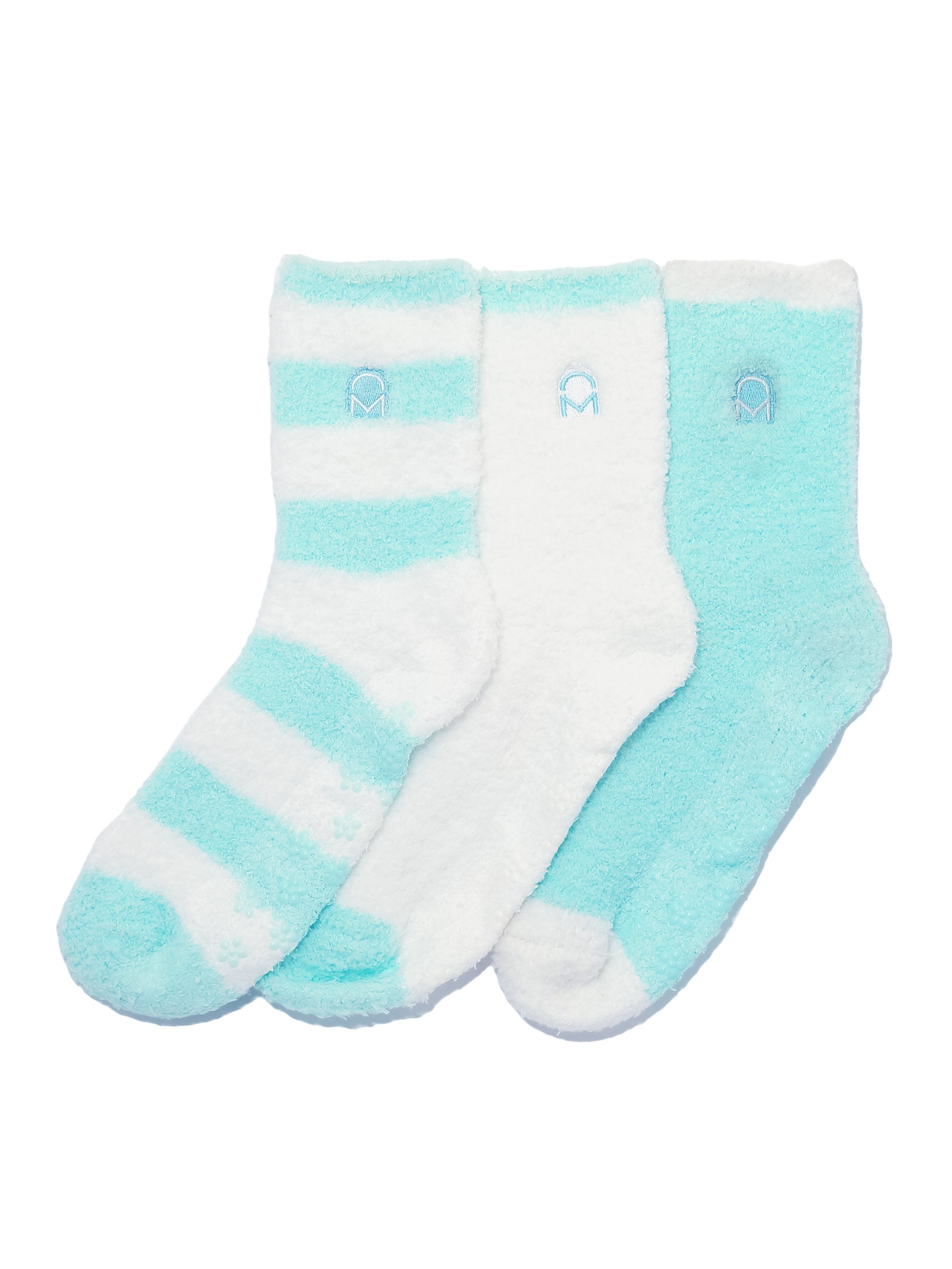 Women's (3 Pairs) Soft Anti-Skid Fuzzy Winter Crew Socks - Set D13