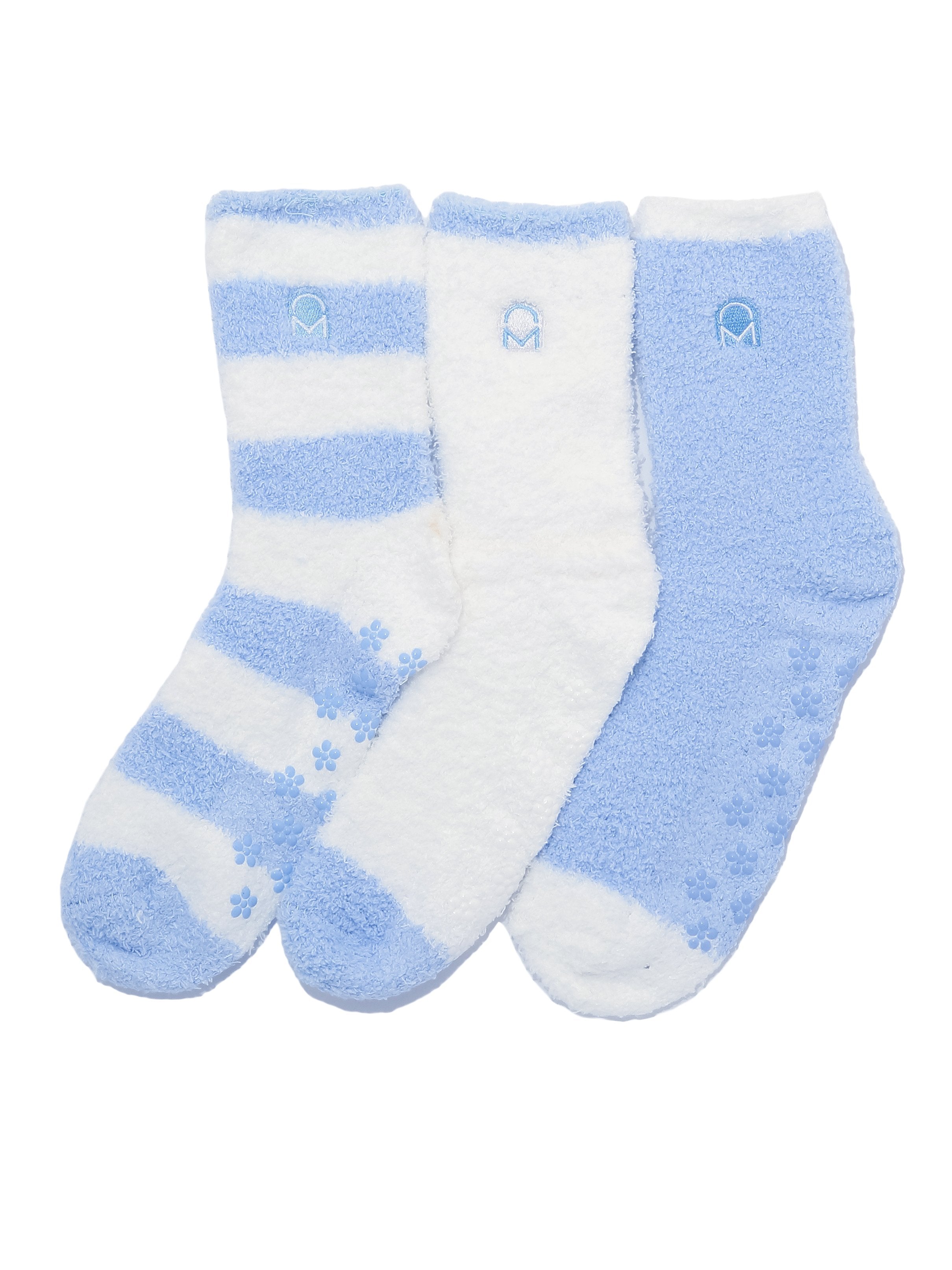 Women's (3 Pairs) Soft Anti-Skid Fuzzy Winter Crew Socks - Set D15