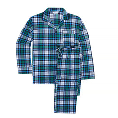 Mens 100% Cotton Flannel Pajama Set with Pant Pockets & Drawstring