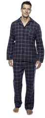 Men's Flannel Pajama Set - Plaid Blue-Black