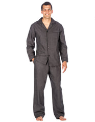Relaxed Fit Men's Premium 100% Cotton Flannel Pajama Sleepwear Set - Dark Grey