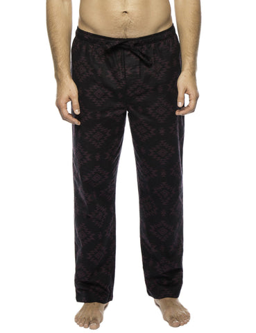 Men's 100% Cotton Flannel Lounge Pants - Aztec Black/Fig