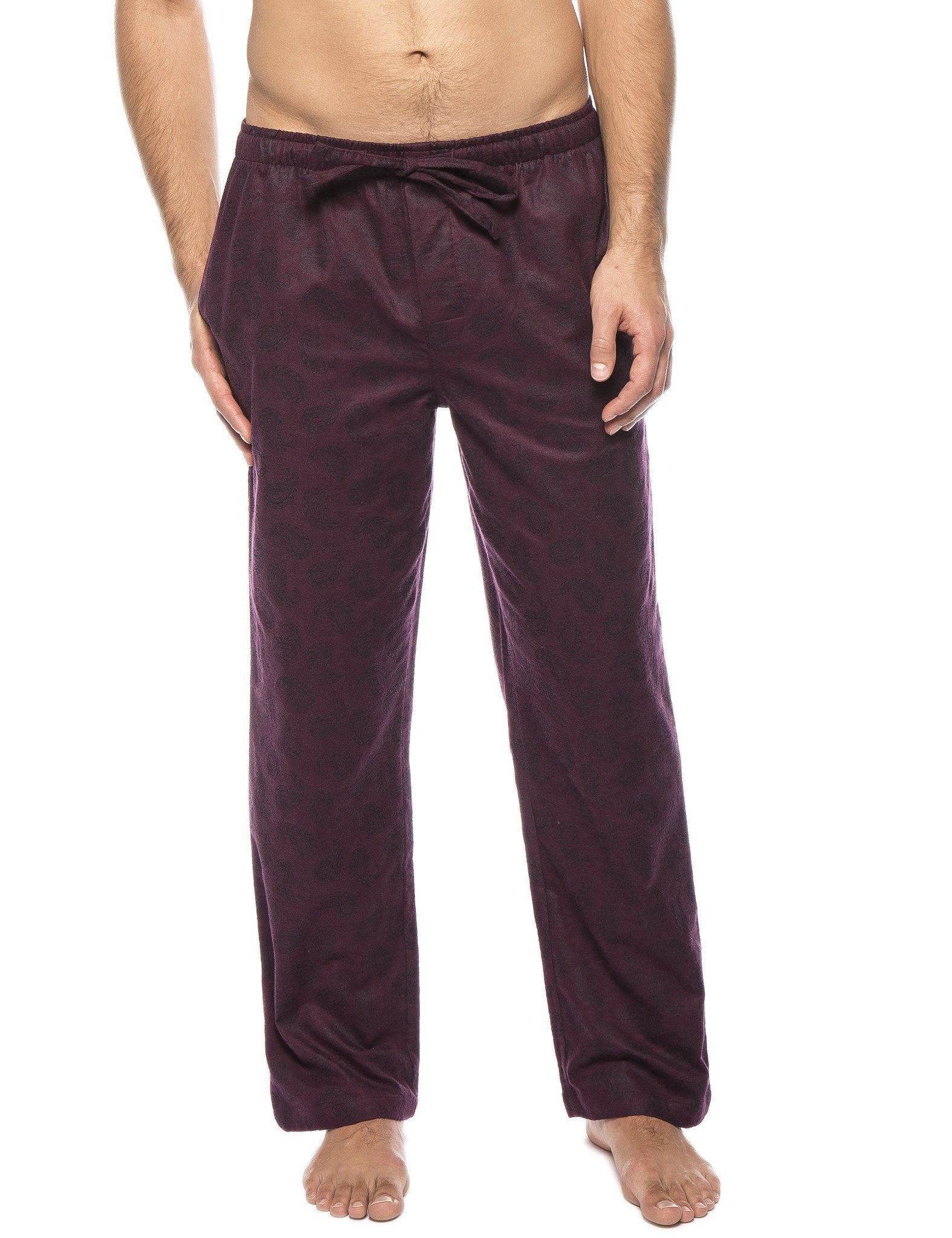 Men's 100% Cotton Flannel Lounge Pants - Paisley Fig/Black