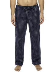 Men's 100% Cotton Flannel Lounge Pants - Floating Squares Dark Blue