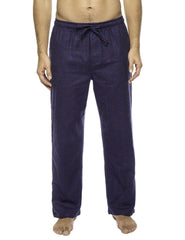 Men's 100% Cotton Flannel Lounge Pants - Double Diamond Navy/Red