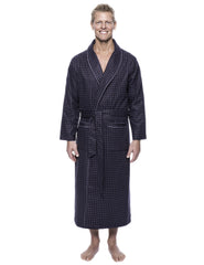 Noble Mount Mens Robe - 100% Cotton Flannel Robe - Floating Squares Dark Grey - L/XL …