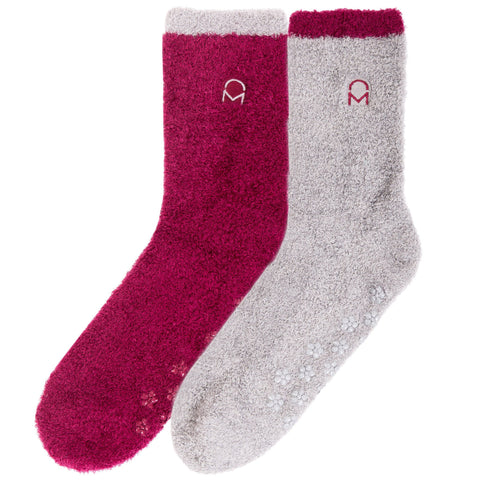 Box Packaged Women's Soft Anti-Skid Winter Feather Socks - 2-Pairs - Set C6