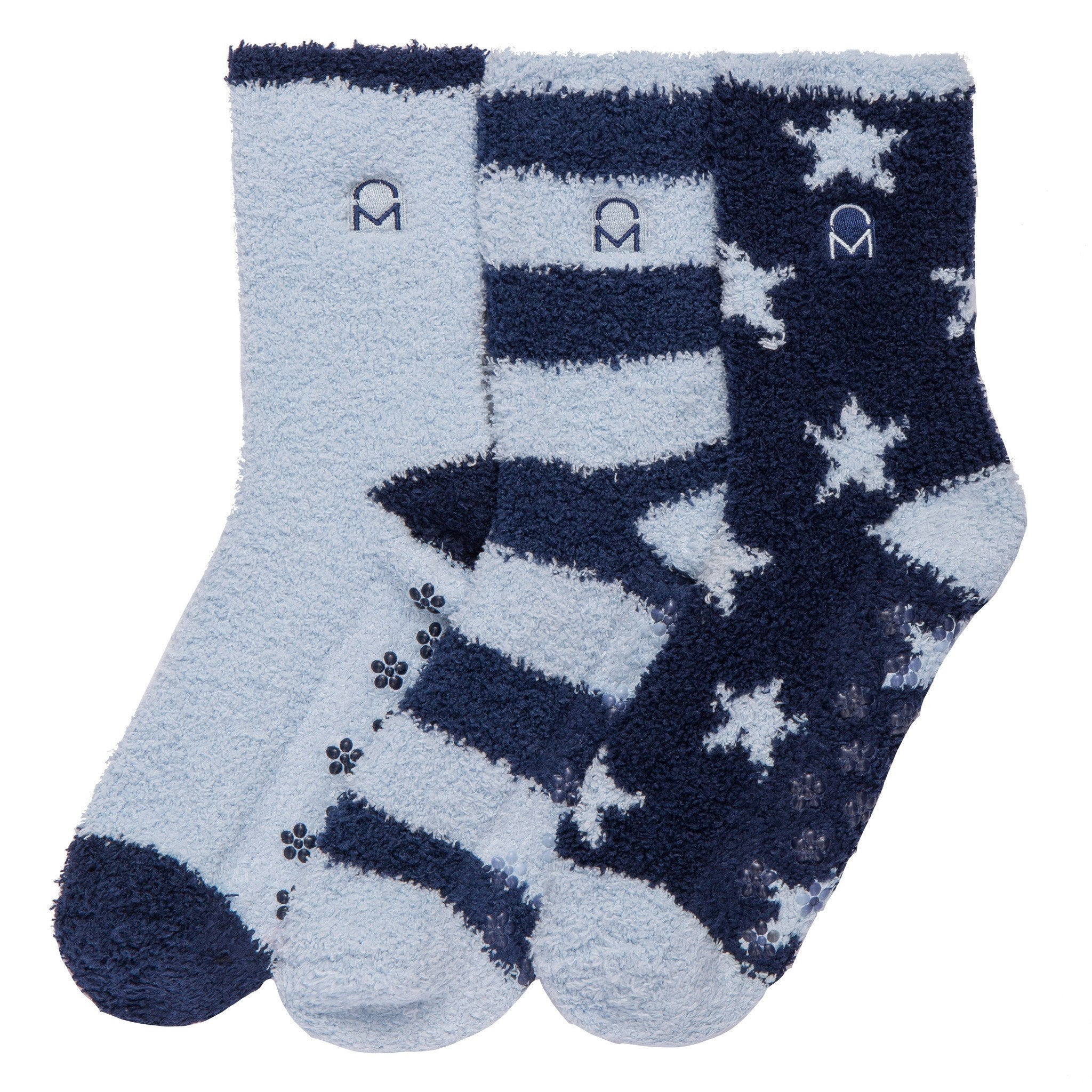 Women's (3 Pairs) Soft Anti-Skid Fuzzy Winter Crew Socks - Set B8