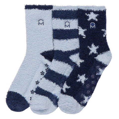 Women's (3 Pairs) Soft Anti-Skid Fuzzy Winter Crew Socks - Set B8