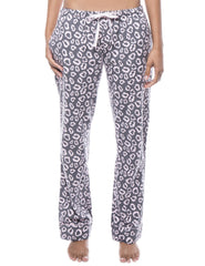 Womens 100% Cotton Flannel Lounge Pants - Jaguar Grey/Pink