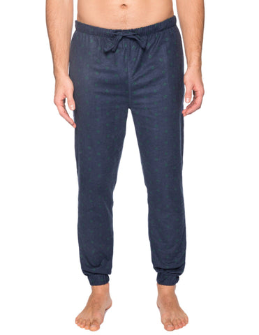 Men's 100% Cotton Flannel Jogger Lounge Pant - Double Diamond Navy/Green
