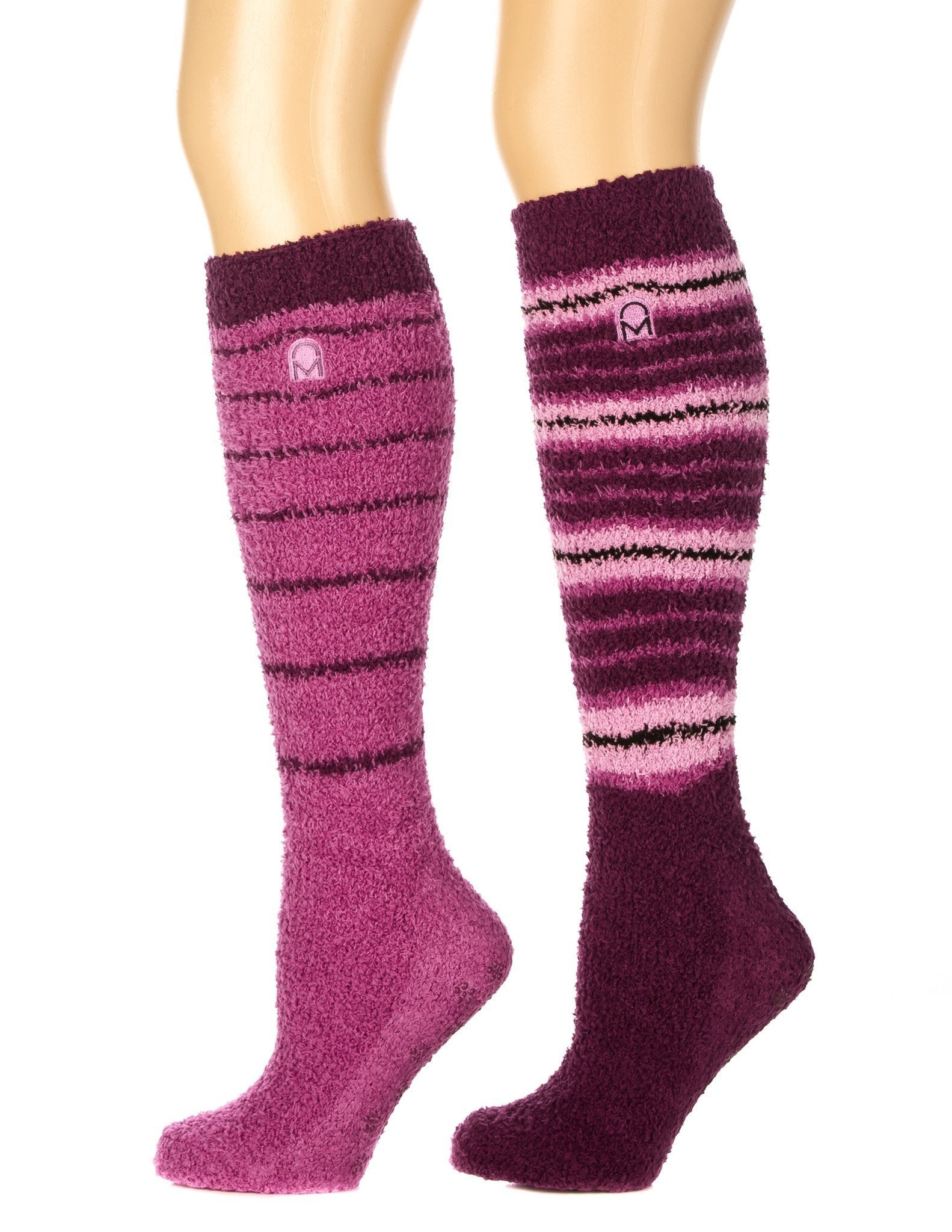 Women's (2 Pairs) Soft Anti-Skid Fuzzy Winter Knee High Socks - Set A1