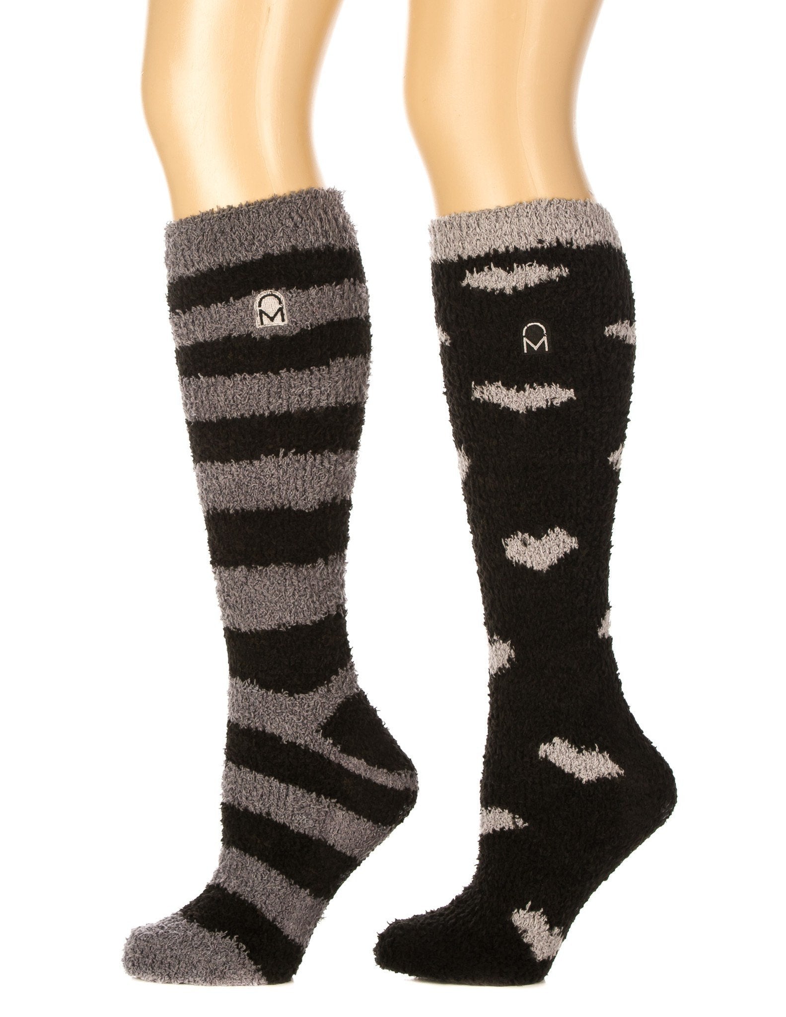 Women's (2 Pairs) Soft Anti-Skid Fuzzy Winter Knee High Socks - Set A4