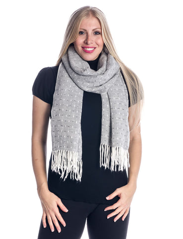 'Toasty' Warm Soft Premium Winter Scarf - Dot Pattern - Silver