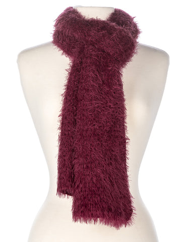 Women's Luxe Feather Winter Scarf and Hat Set - Wine