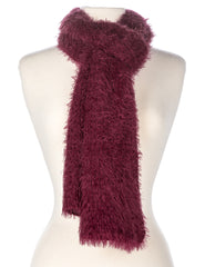 Women's Luxe Feather Winter Scarf and Hat Set - Wine