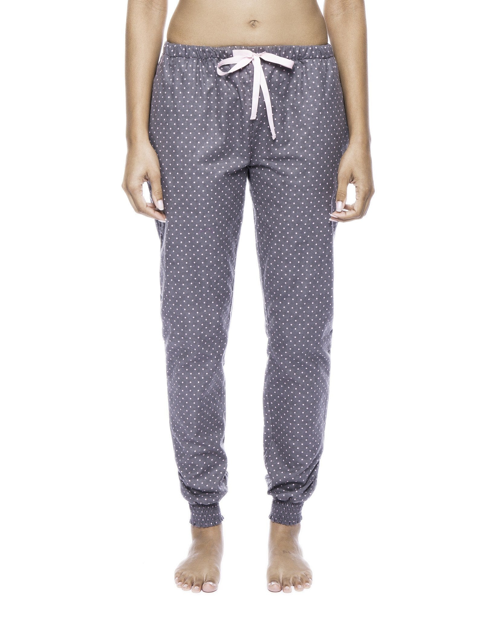 Women's Premium Flannel Jogger Lounge Pants - Pindots Charcoal