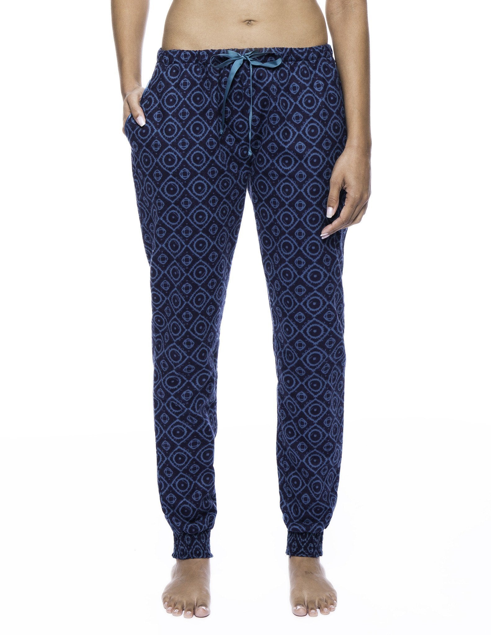 Women's Premium Flannel Jogger Lounge Pants - Moroccan Navy/Teal