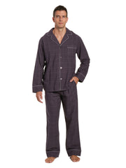 Mens 100% Cotton Flannel Pajama Set - Windowpane Checks - Iron