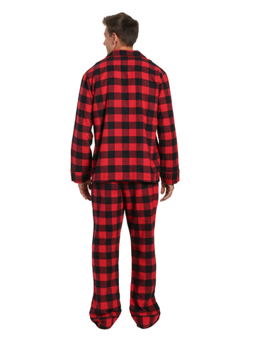Men's Flannel Pajama Set - Buffalo Plaid Red-Black