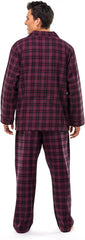 Men's Flannel Pajama Set - Plaid Burgundy-Black