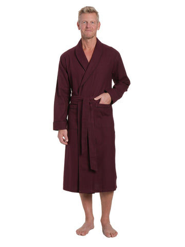 Mens Premium 100% Cotton Flannel Robe - Fig