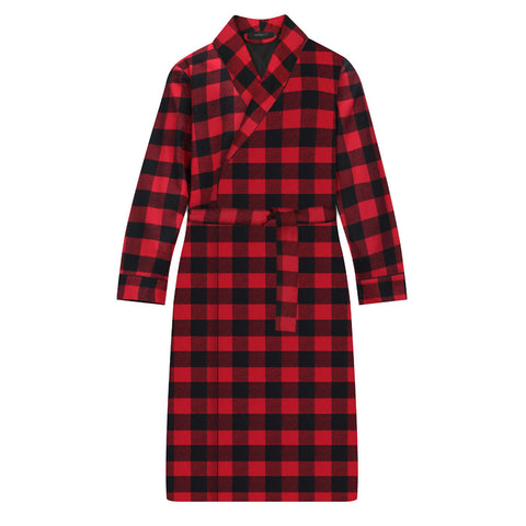 Men's Premium Flannel Robe - Buffalo Plaid Red-Black
