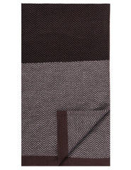 Box-Packaged Men's Uptown Premium Knit Color Blocked Herringbone Scarf - Fig/Black