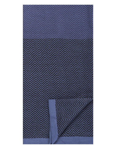 Box-Packaged Men's Uptown Premium Knit Color Blocked Herringbone Scarf - Navy/Black