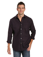 Mens 100% Cotton Flannel Shirt - Regular Fit - Checks - Black-Fig