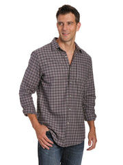 Mens 100% Cotton Flannel Shirt - Regular Fit - Checks - Charcoal Black
