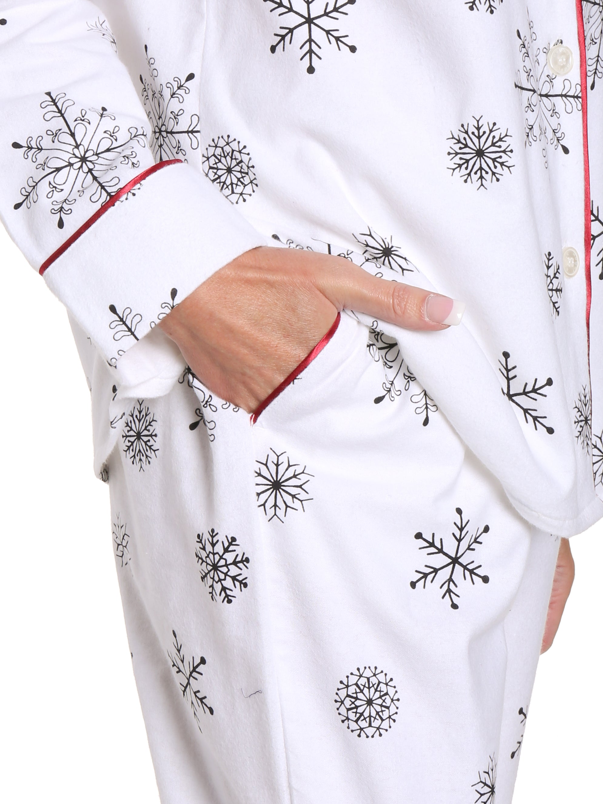 Womens Premium 100% Cotton Flannel Pajama Sleepwear Set - Snowfall Whi –  FlannelPeople