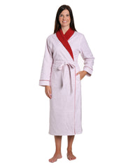 Women's Premium Flannel Fleece Lined Robe - Geo Mosaic White-Red