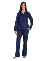 Box Packaged Women's Premium 100% Cotton Flannel Pajama Sleepwear Set - Jutelicious Blue