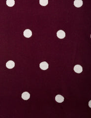 Women's 100% Cotton Reversible Double Knit Polka Dot Scarf - Bordeaux/Ivory