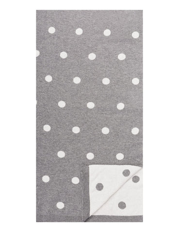 Women's 100% Cotton Reversible Double Knit Polka Dot Scarf - Heather Grey/Ivory