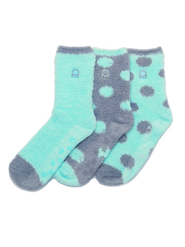 Women's (3 Pairs) Soft Anti-Skid Fuzzy Winter Crew Socks - Set D10