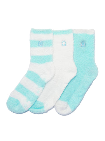 Women's (3 Pairs) Soft Anti-Skid Fuzzy Winter Crew Socks - Set D13