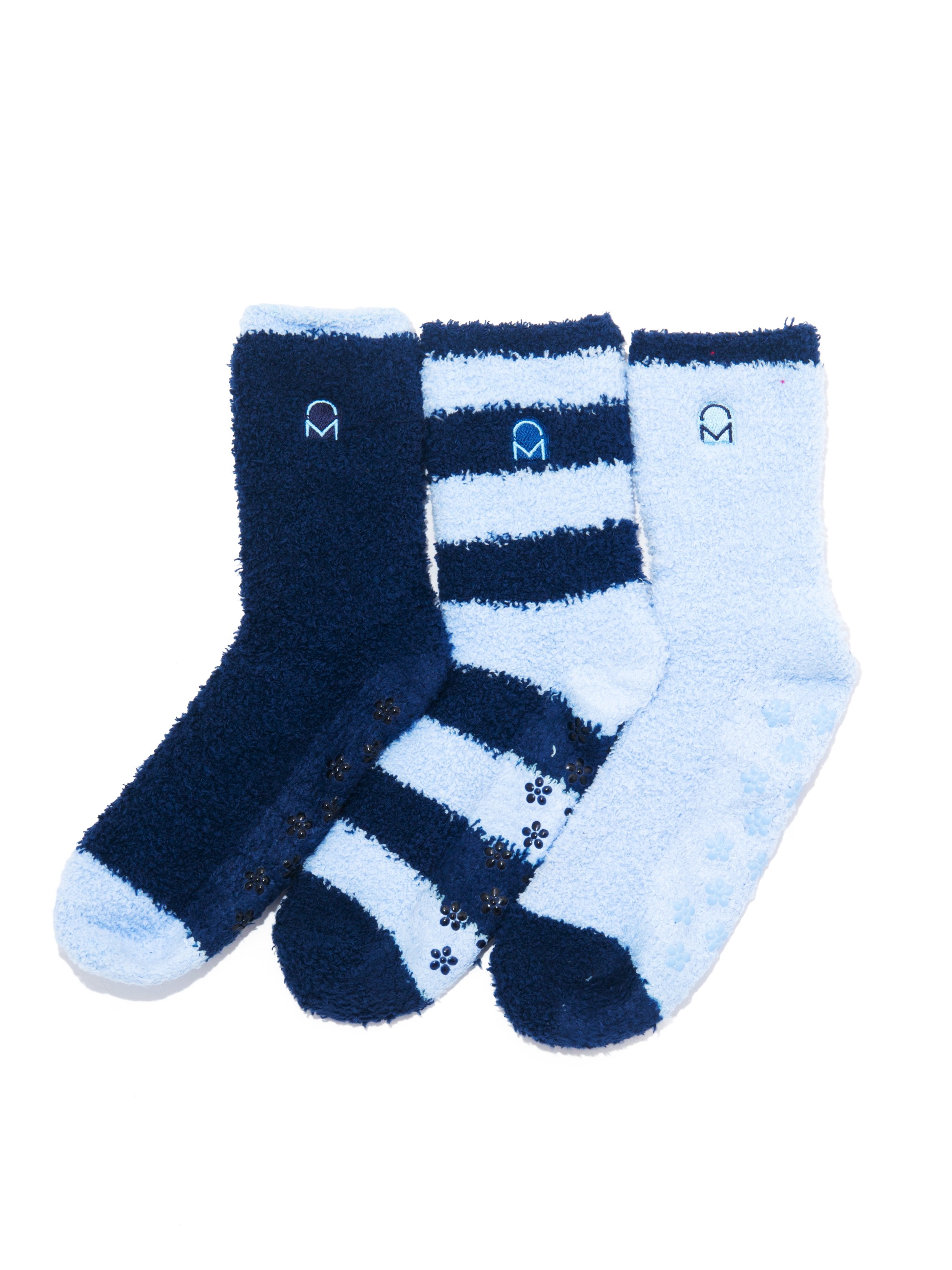 Women's (3 Pairs) Soft Anti-Skid Fuzzy Winter Crew Socks - Set D17