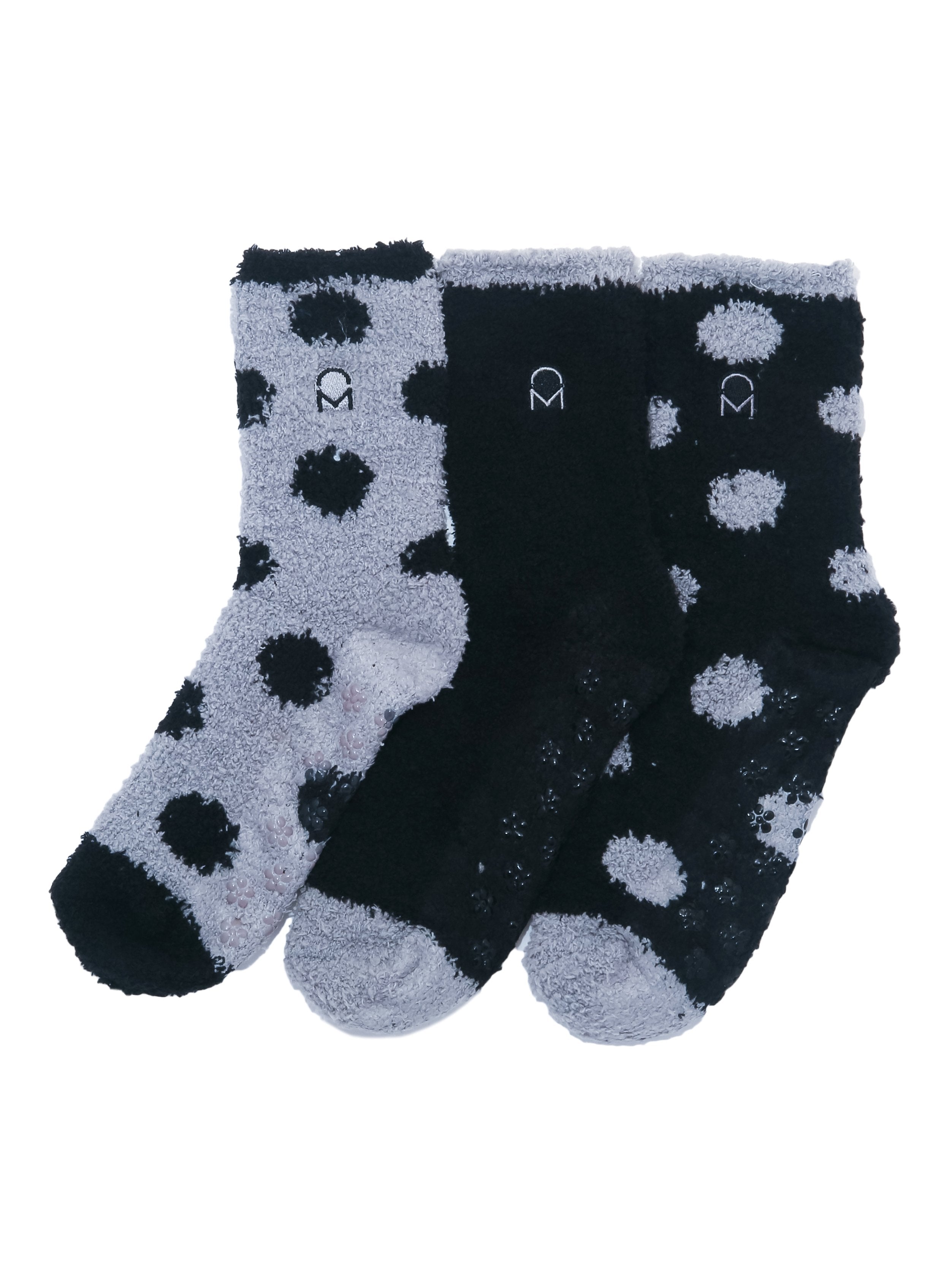 Women's (3 Pairs) Soft Anti-Skid Fuzzy Winter Crew Socks - Set D20