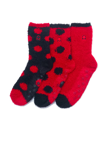 Women's (3 Pairs) Soft Anti-Skid Fuzzy Winter Crew Socks - Set D6