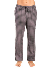 Men's 100% Cotton Flannel Lounge Pants - Checks Charcoal-Black
