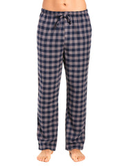 Men's 100% Cotton Flannel Lounge Pants - Gingham Charcoal-Navy