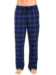 Men's 100% Cotton Flannel Lounge Pants - Plaid Blue-Navy