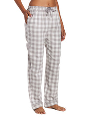 Womens 100% Cotton Lightweight Flannel Lounge Pants - Gingham Gray